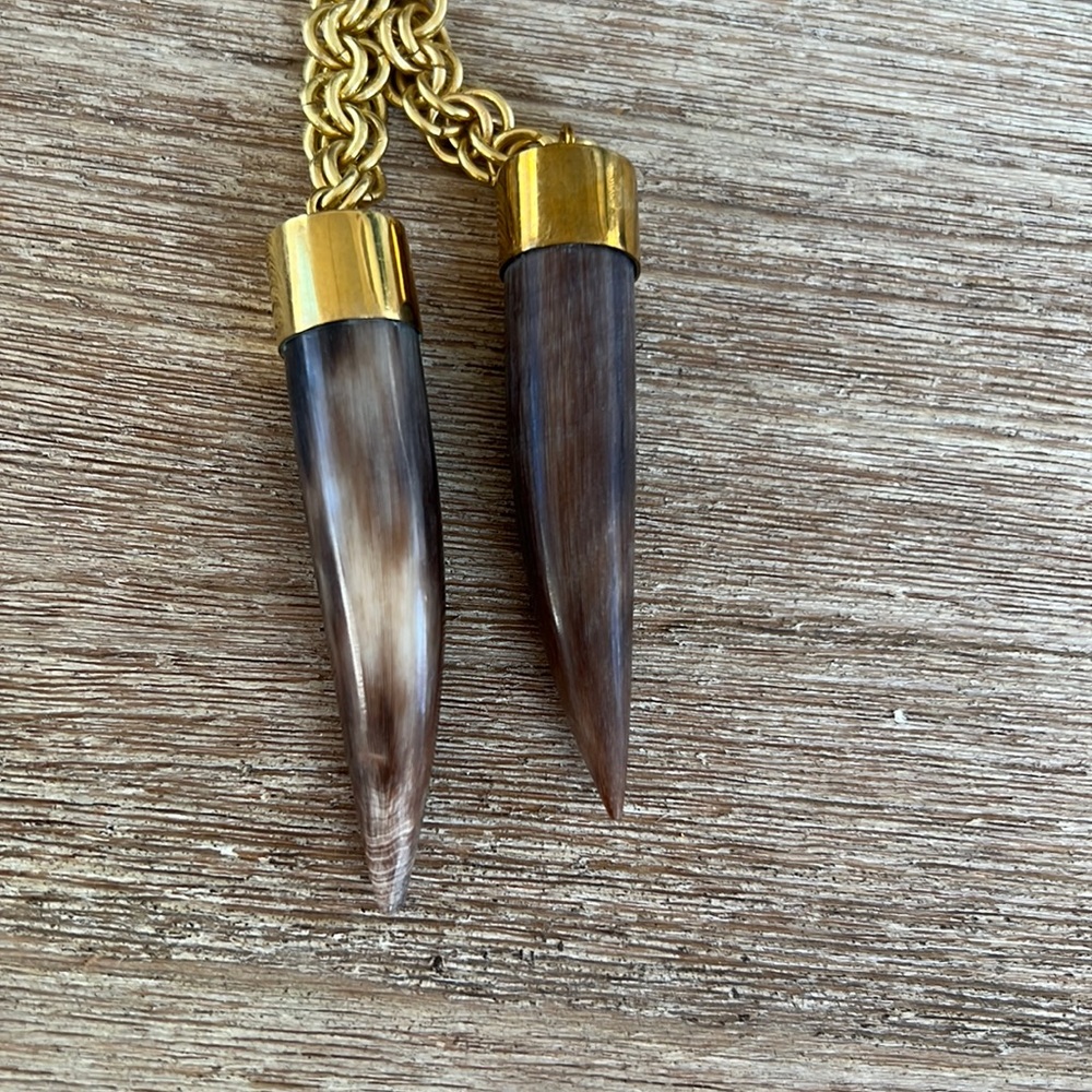 Rare SOKO Gold Knotted Unique Genuine Horn Lariat Necklace (#5)